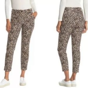 J. Crew Leopard Print Big Cat Cropped Slim Pants Preppy Career Size 2